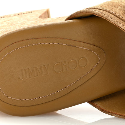 Jimmy Choo Rattan Velvet Suede Fayence Wedge 95 Sandals 39.5 Brown 7 of 7