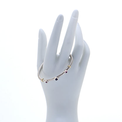 David Yurman Sterling Silver 18K Yellow Gold Amethyst Pink Tourmaline 4mm Renaissance Bracelet 2 of 6