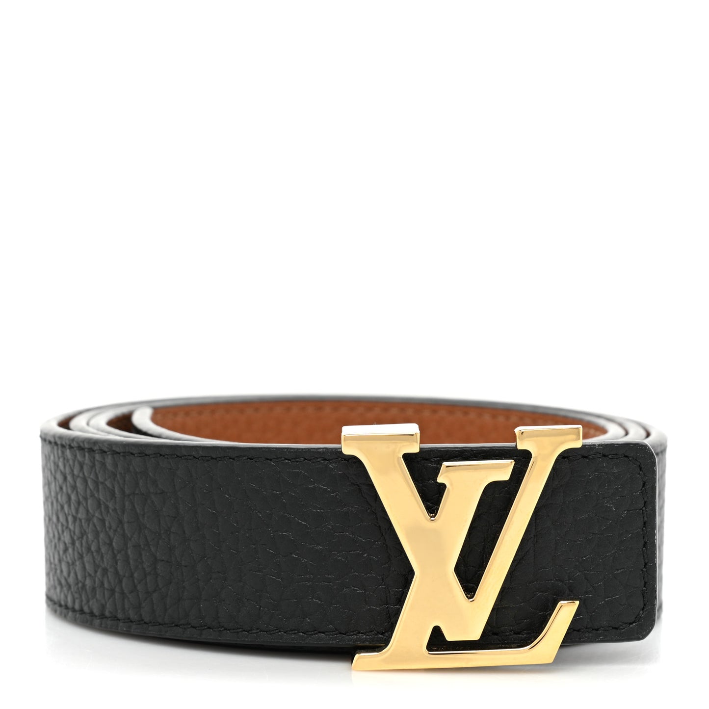 Taurillon Calfskin 30mm LV Initiales Reversible Belt 85 34 Black