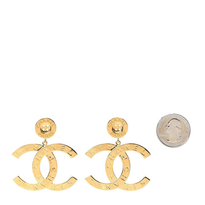 Chanel Metal Large Paris Button Earrings Gold 2 of 4