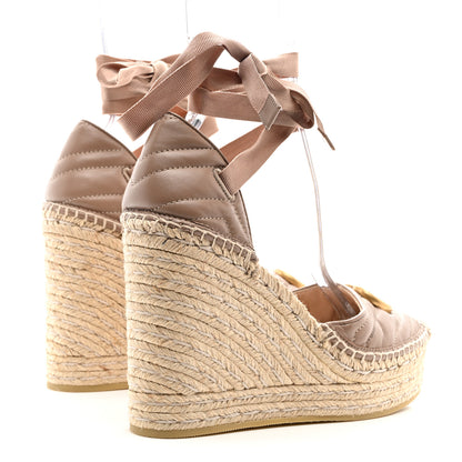 Gucci Nappa Matelasse GG Marmont Ankle Wrap Platform 35/120mm Espadrille Wedges 39.5 Porcelain Rose 4 of 11