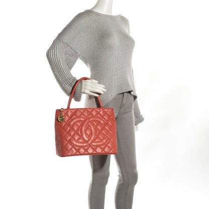 Chanel Caviar Quilted Medallion Tote Orange 2 of 7