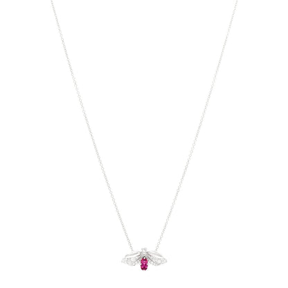 Tiffany Platinum Diamond Pink Tourmaline Paper Flowers Firefly Pendant Necklace 1 of 6