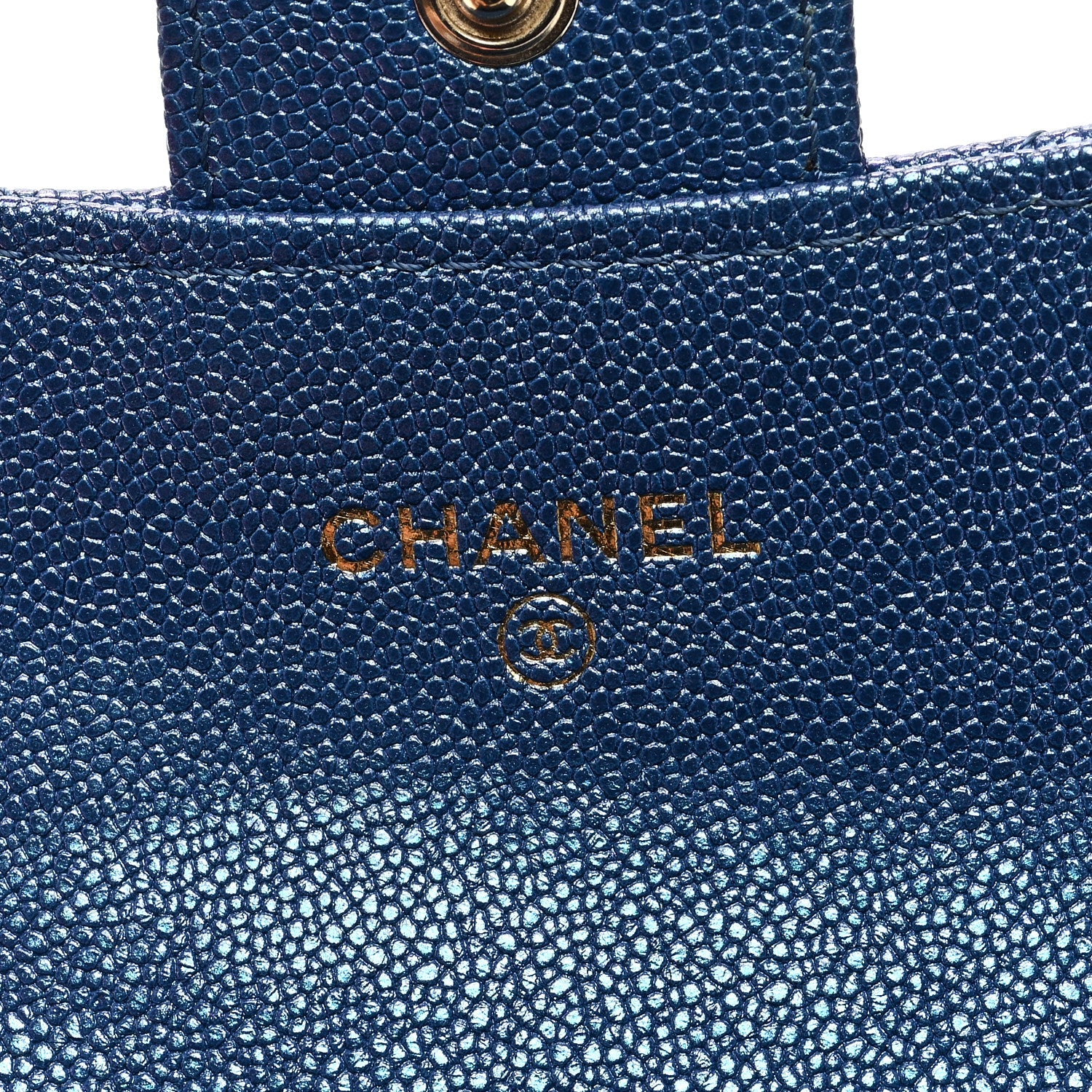 Chanel Iridescent Caviar Flap Quilted Card Holder Wallet Dark Blue 6 of 8