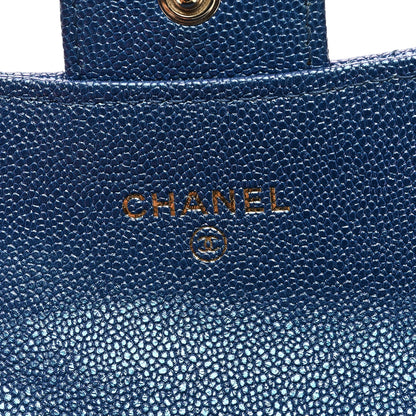Chanel Iridescent Caviar Flap Quilted Card Holder Wallet Dark Blue 6 of 8