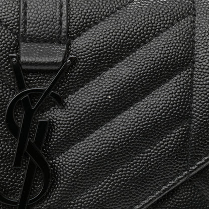 Saint Laurent Grain De Poudre Textured Mixed Matelasse Triquilt Small Monogram Satchel Black 12 of 14