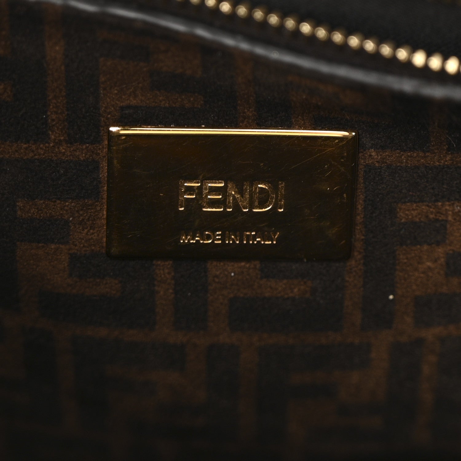 Fendi Vitello Seta Suede FF Mini Peekaboo Iconic Satchel Chocolate Sigaro Marrone 6 of 10