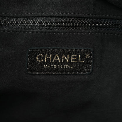 Chanel Calfskin Stitched Small Paris Rome Drawstring CC Bag Black 6 of 10