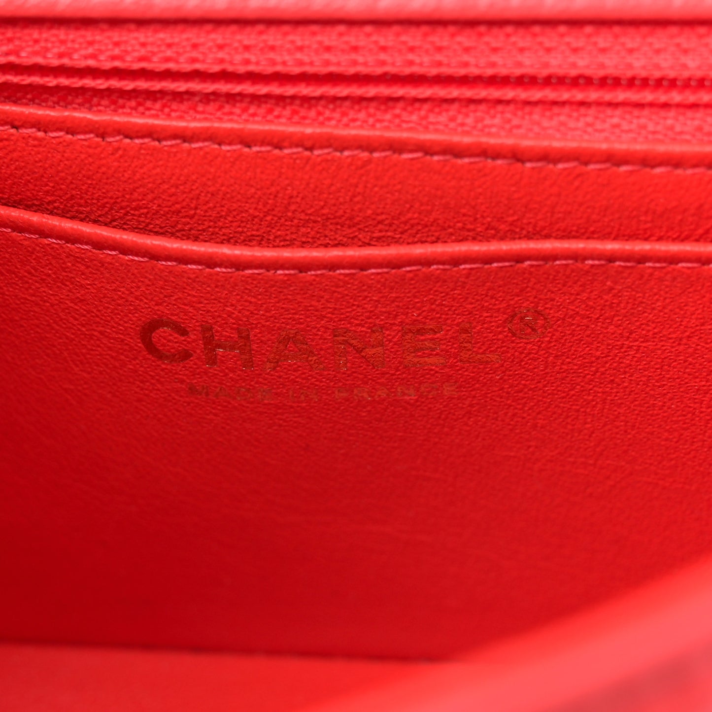 Lambskin Quilted Mini Rectangular Flap Red