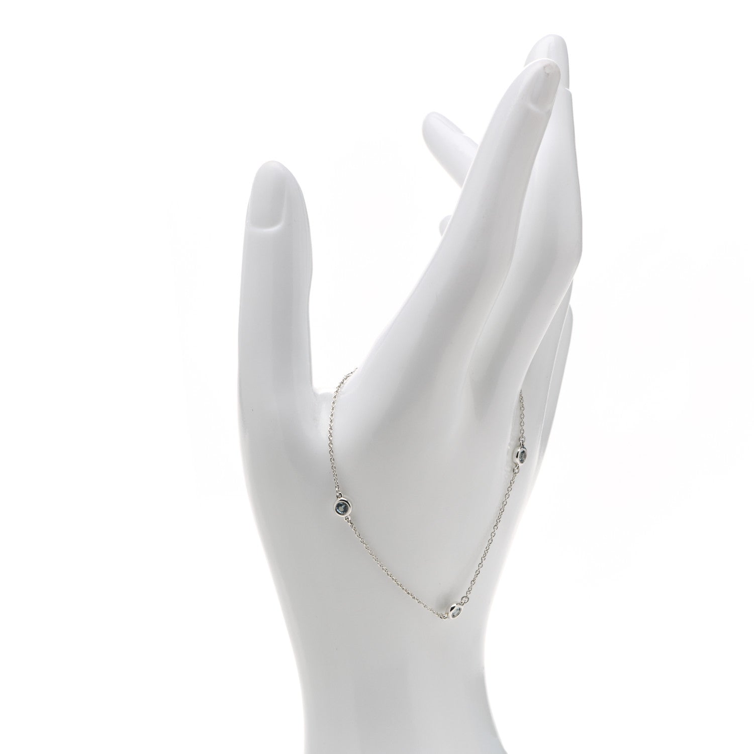 Tiffany Sterling Silver Aquamarine Elsa Peretti Color By The Yard 3 Station Bracelet 2 of 7