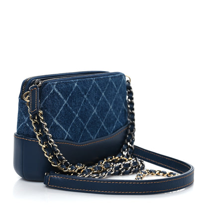Chanel Denim Calfskin Quilted Small Gabrielle Clutch With Chain Blue 3 of 10
