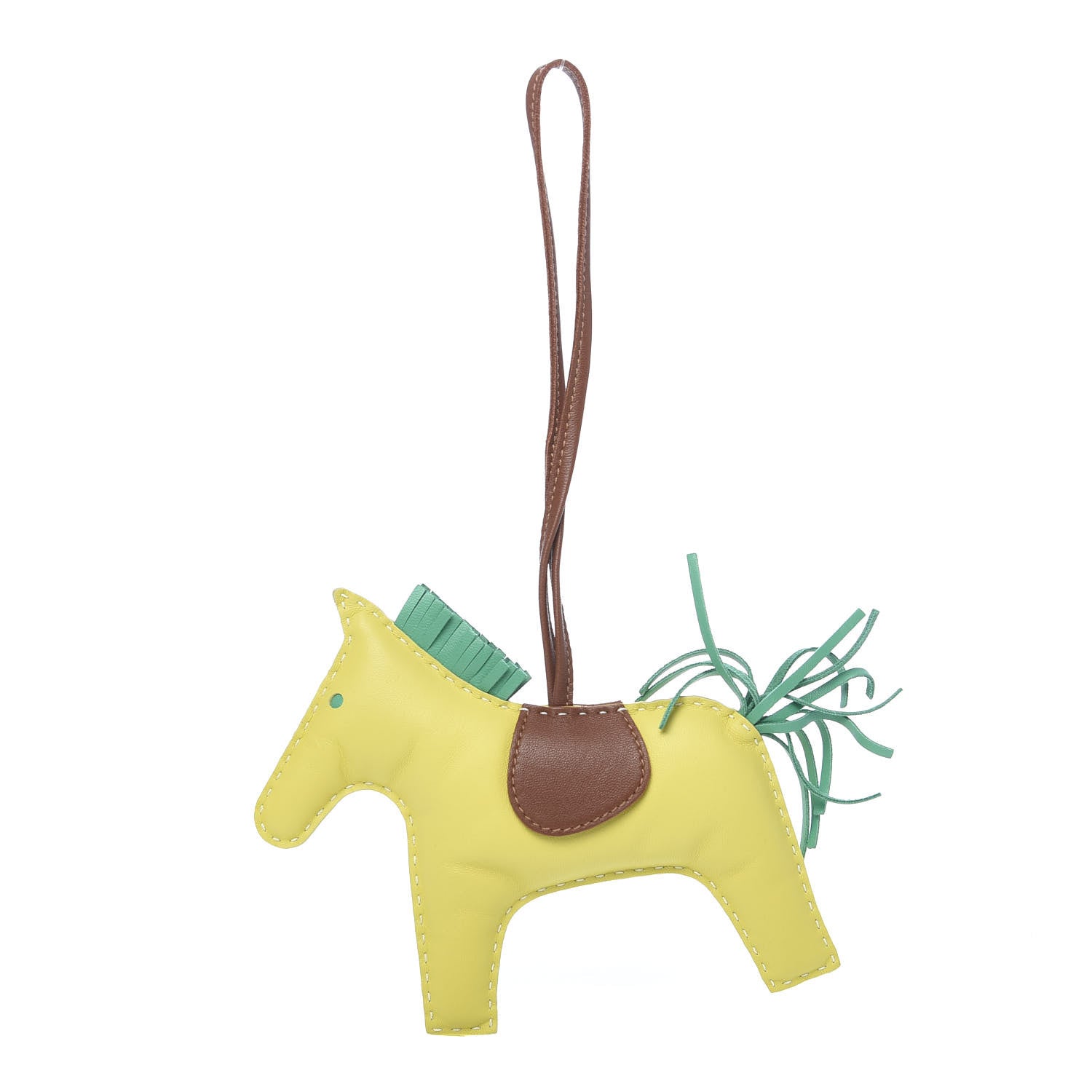 Hermes Milo Lambskin Grigri Rodeo Horse Bag Charm GM Lime Menthe Fauve 1 of 4