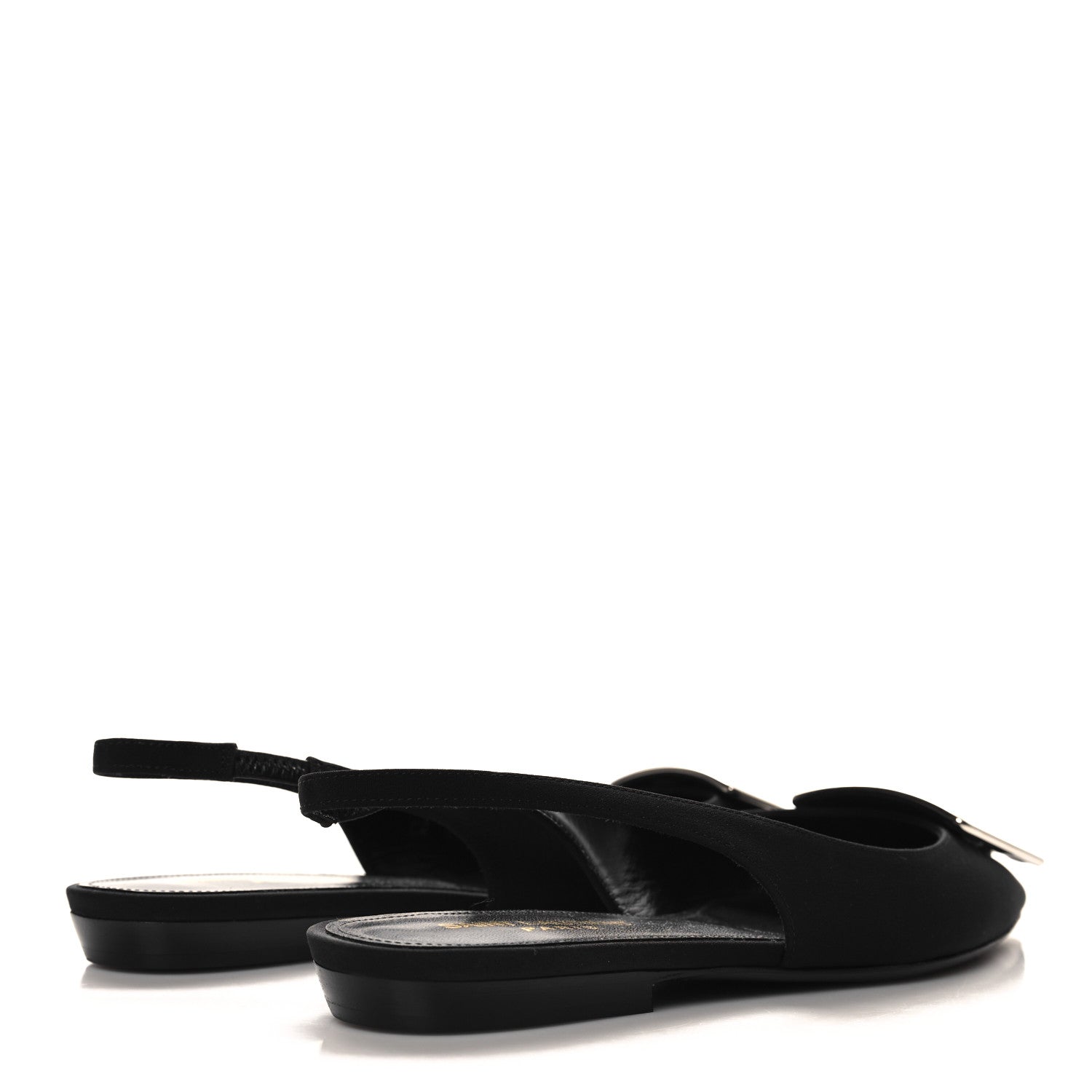 Saint Laurent Crepe De Chine Vivi 10 Plate Slingback Flats 37 Black 5 of 10