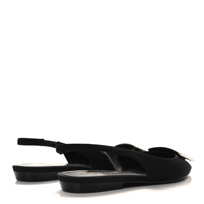 Saint Laurent Crepe De Chine Vivi 10 Plate Slingback Flats 37 Black 5 of 10