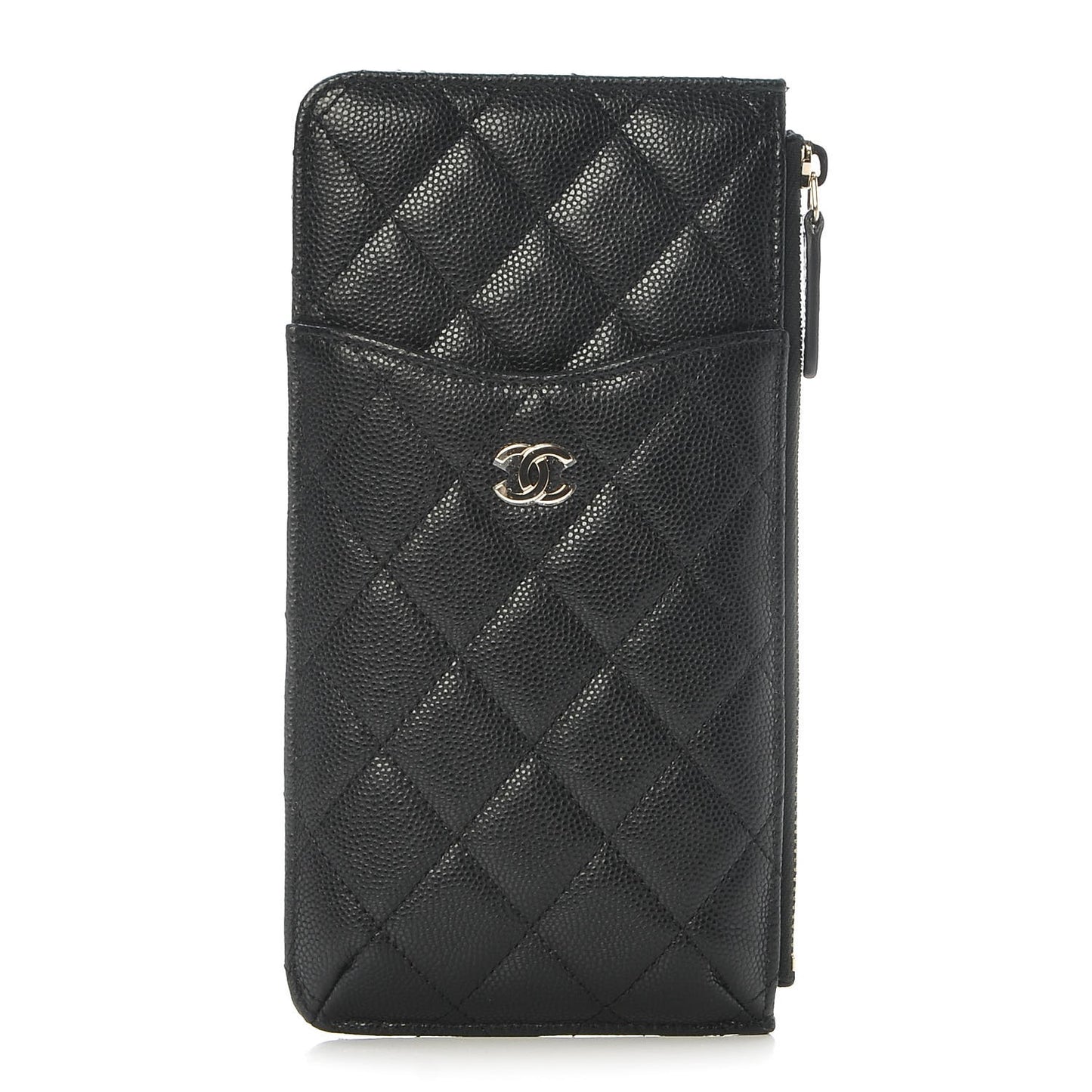 Caviar Quilted Classic Flat Wallet Pouch Black