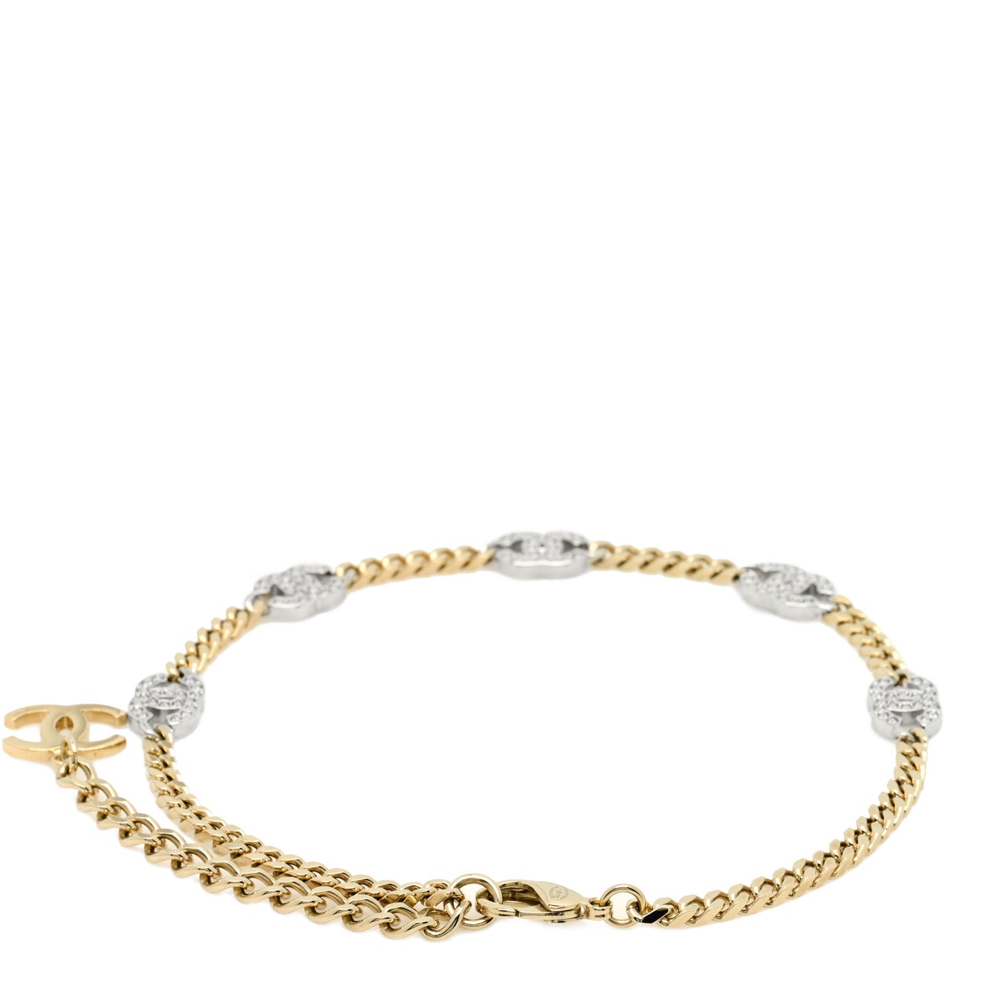 Crystal CC Chain Links Belt Gold Silver