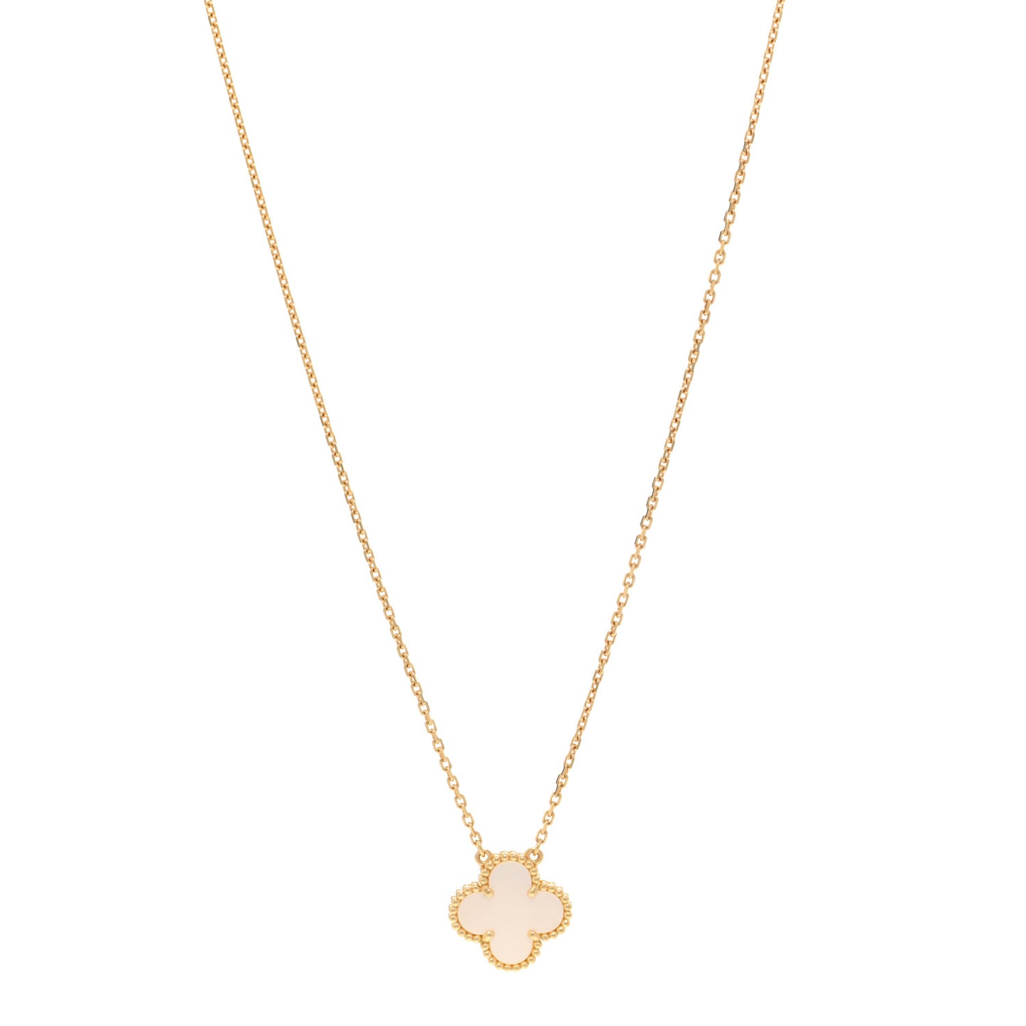 18K Yellow Gold Mother of Pearl Vintage Alhambra Pendant Necklace