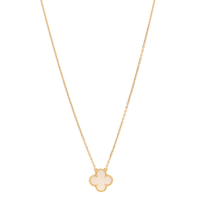 Van Cleef & Arpels 18K Yellow Gold Mother of Pearl Vintage Alhambra Pendant Necklace 1 of 6