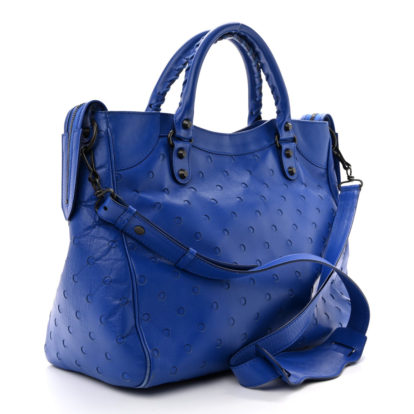 Perforated Lambskin Polka Dots Classic Hardware Velo Blue