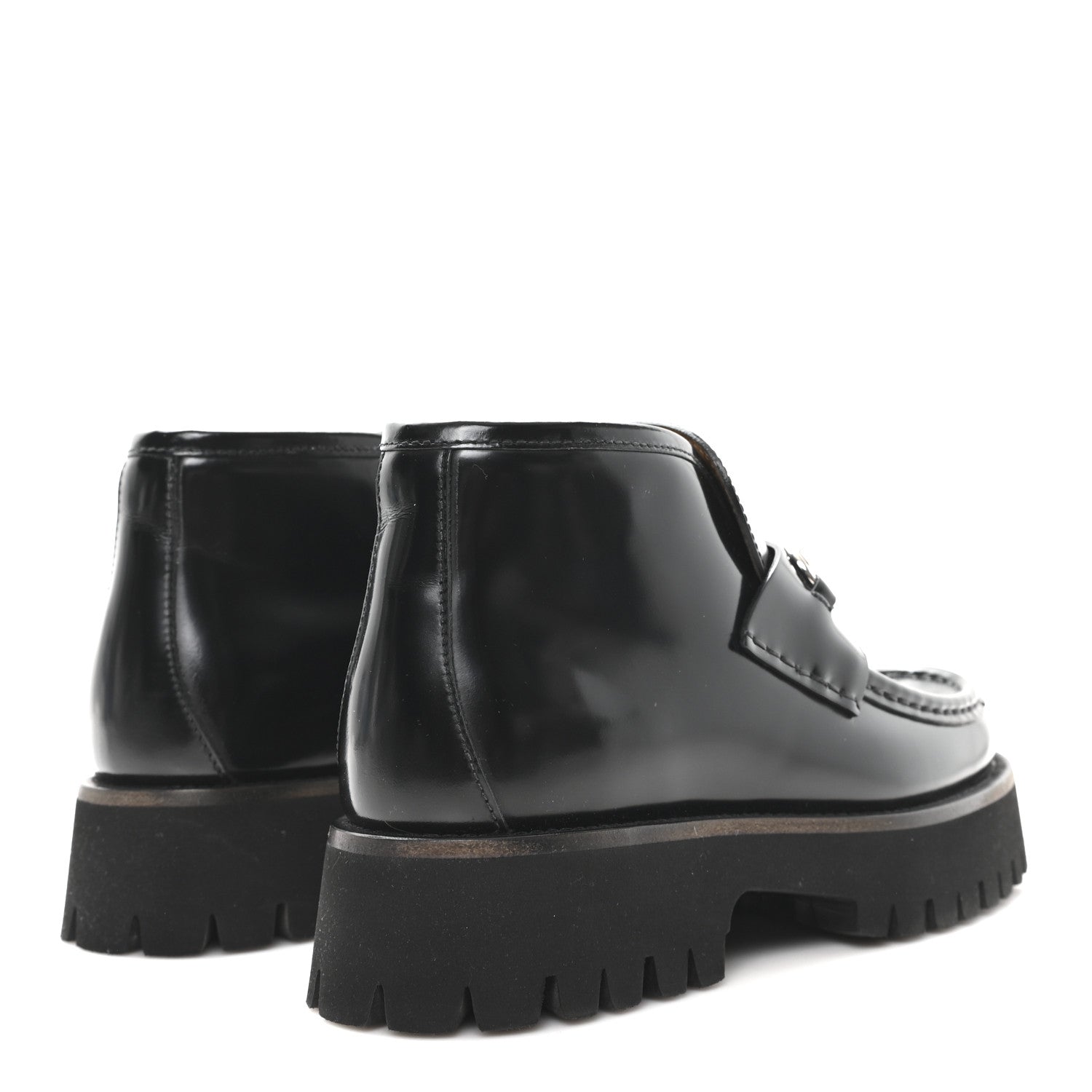 Gucci Cordovan Lux Womens Horsebit Platform Ankle Boots 37.5 Black 5 of 9