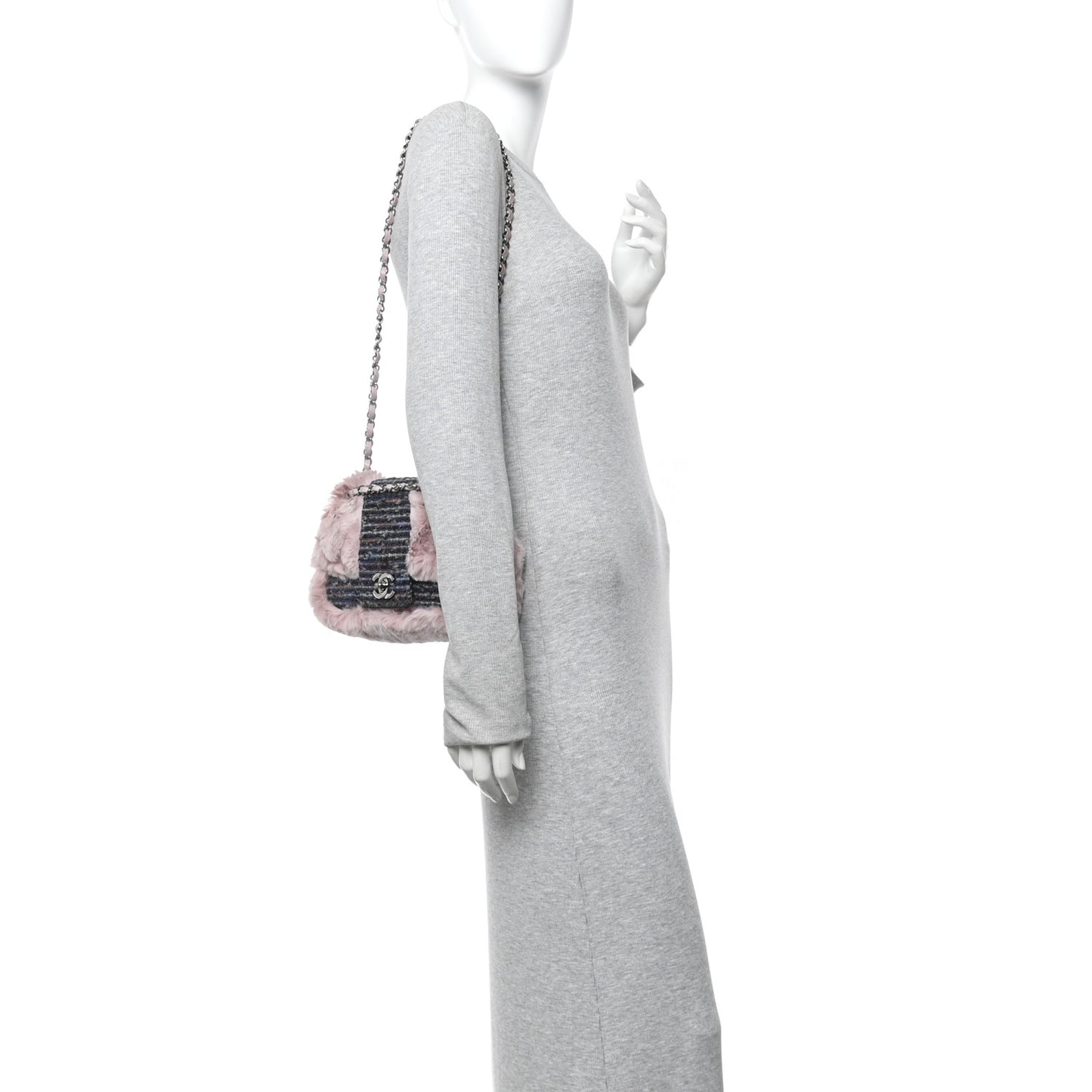 Rabbit Fur Tweed Small Fantasy Flap Pink