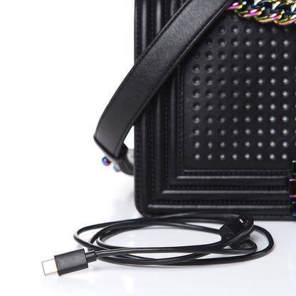 Chanel Lambskin LED Iridescent Metal Medium Boy Flap Black Multicolor 16 of 16