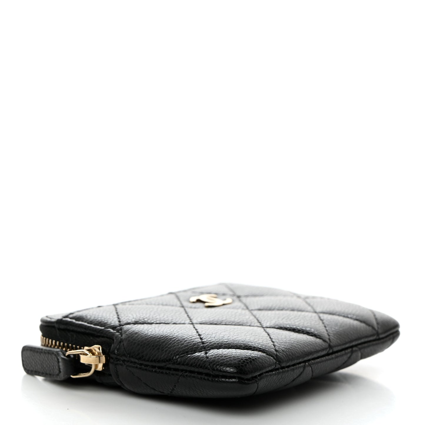 Caviar Quilted Zip Card Holder Wallet Black