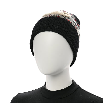 Chanel Wool Shearling CC Beanie Hat Black Multicolor 2 of 5