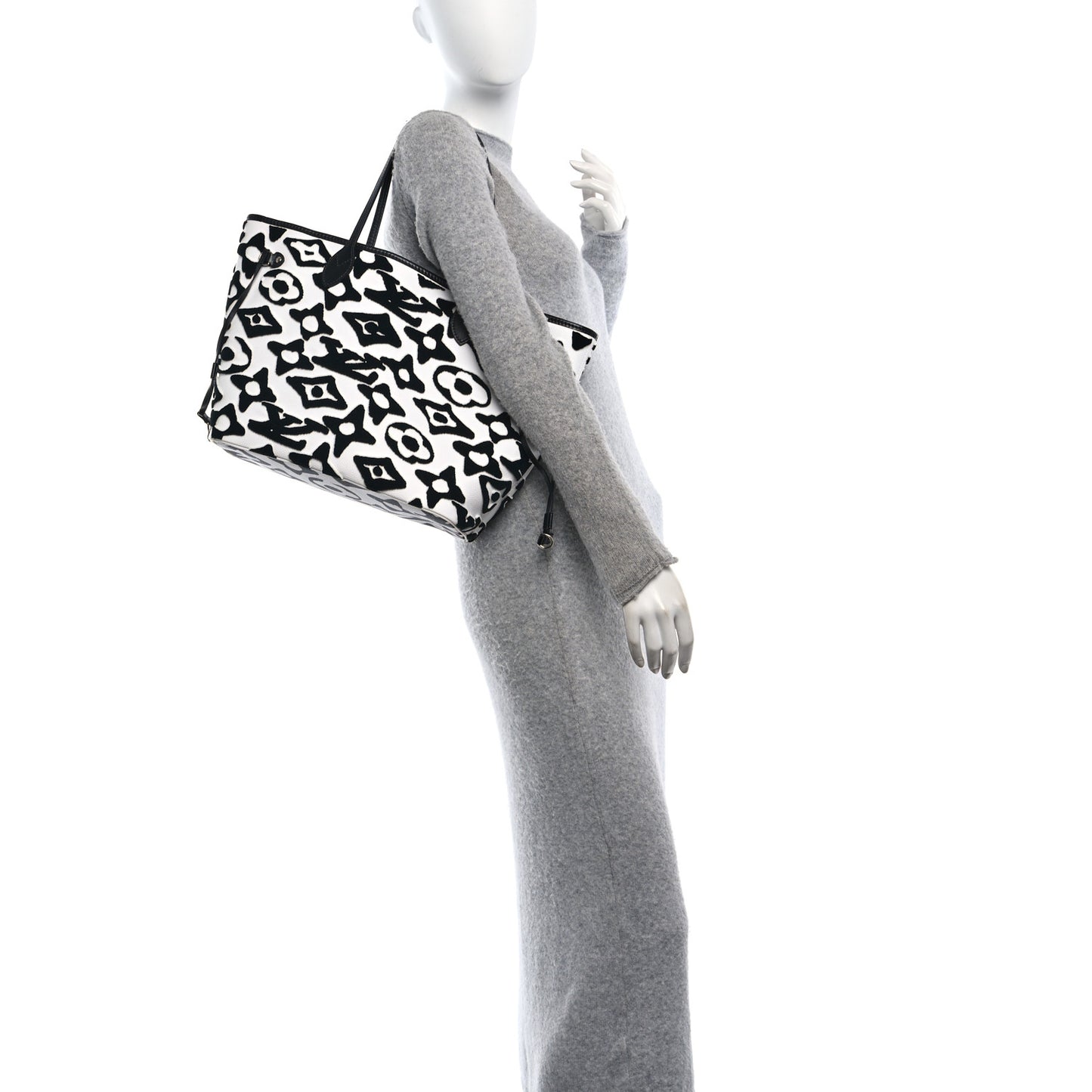 X UF Tufted Monogram Neverfull MM Black White