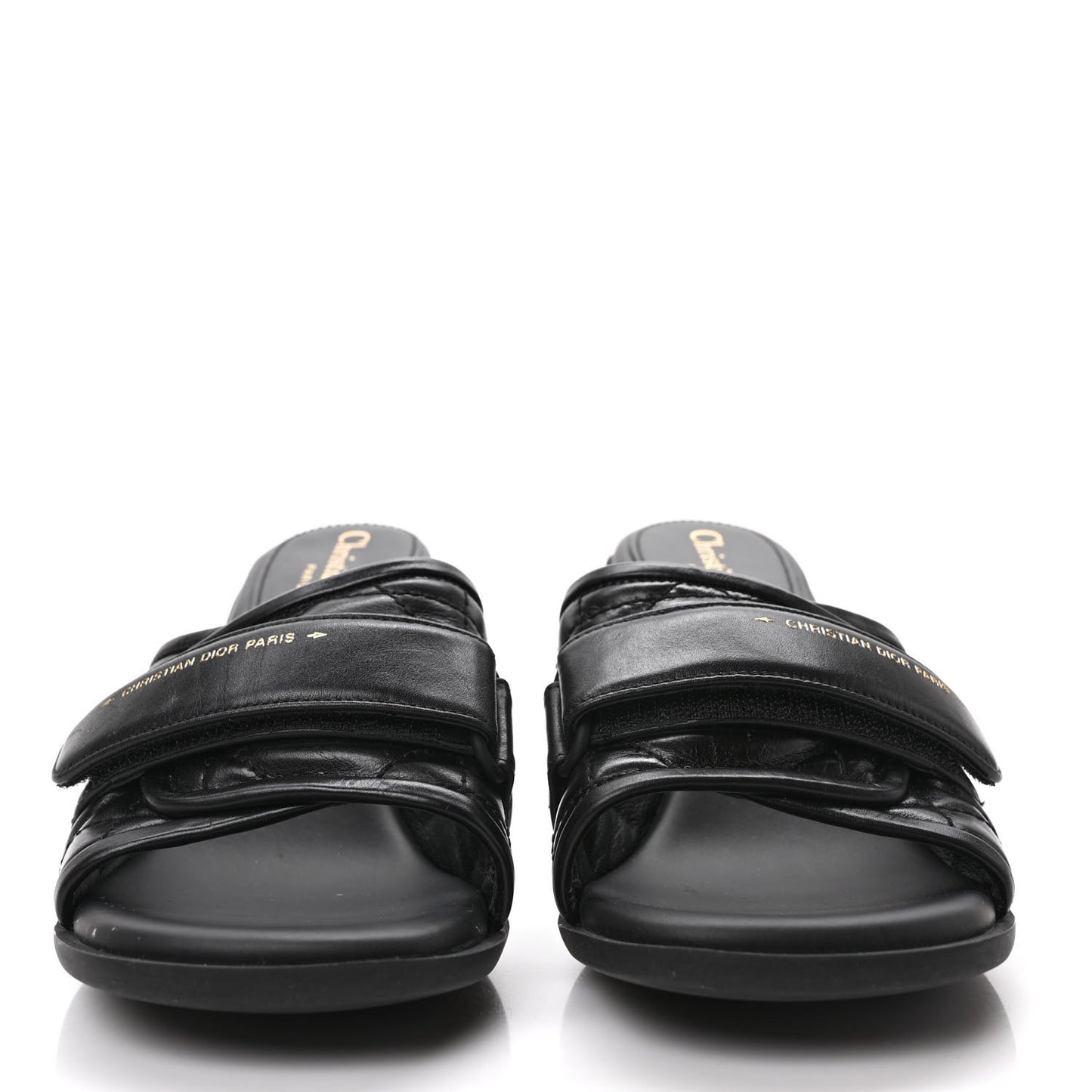 Calfskin Cannage Quilted Dio(r)evolution 80mm Slide Sandals 37 Black