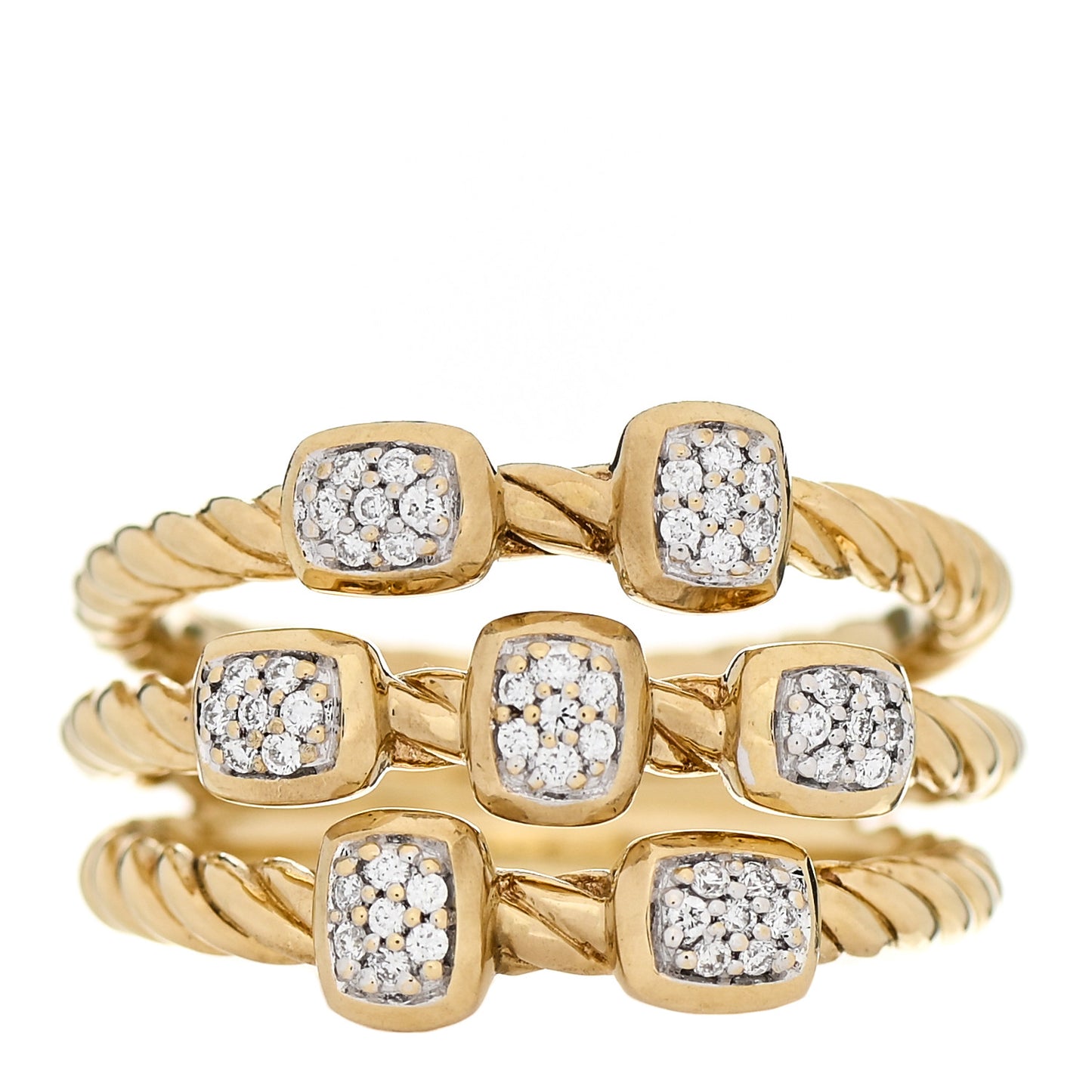 18K Yellow Gold Diamond Three Row Confetti Ring 54 7