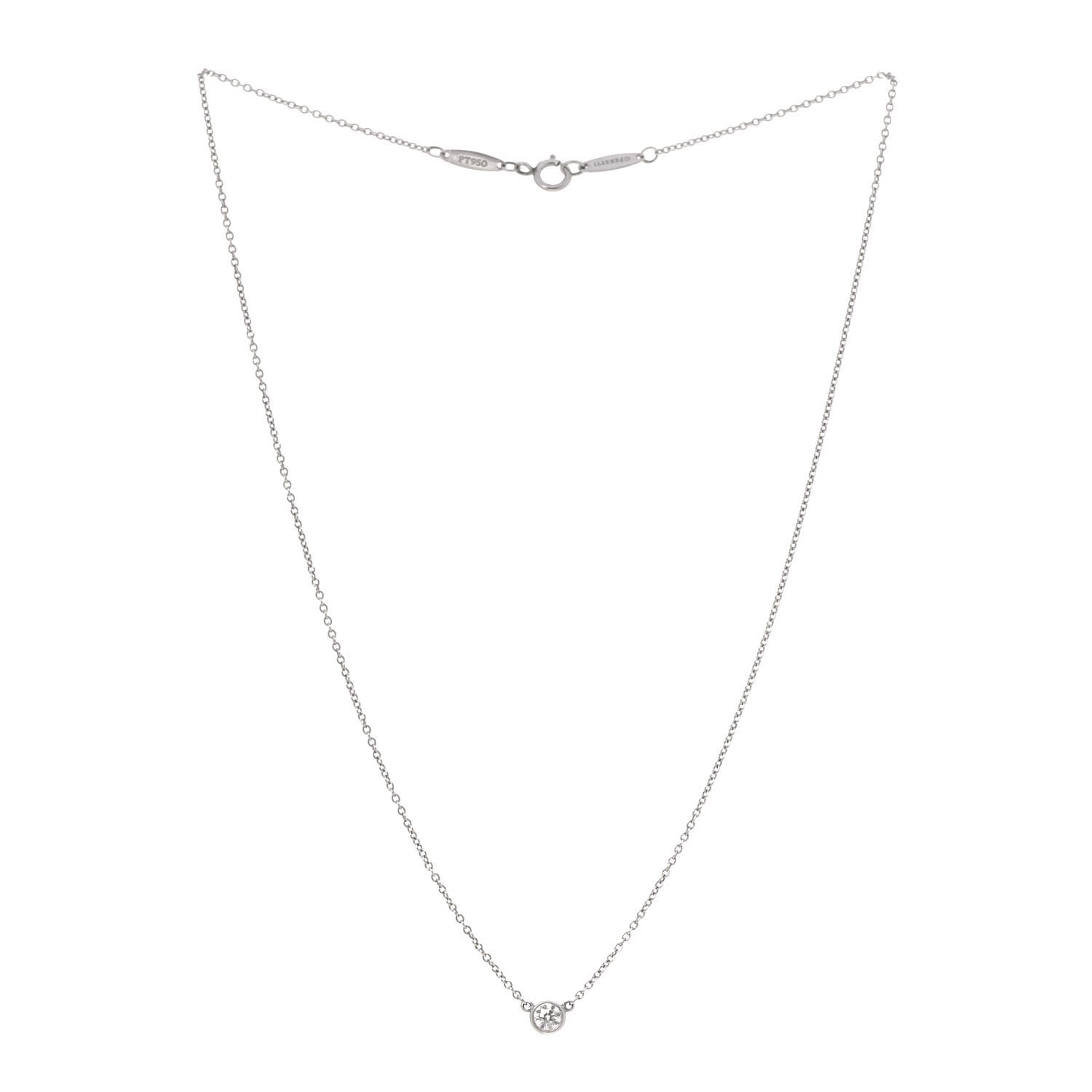 Tiffany Platinum Diamond .14ct Elsa Peretti Diamonds by the Yard Pendant Necklace 3 of 8