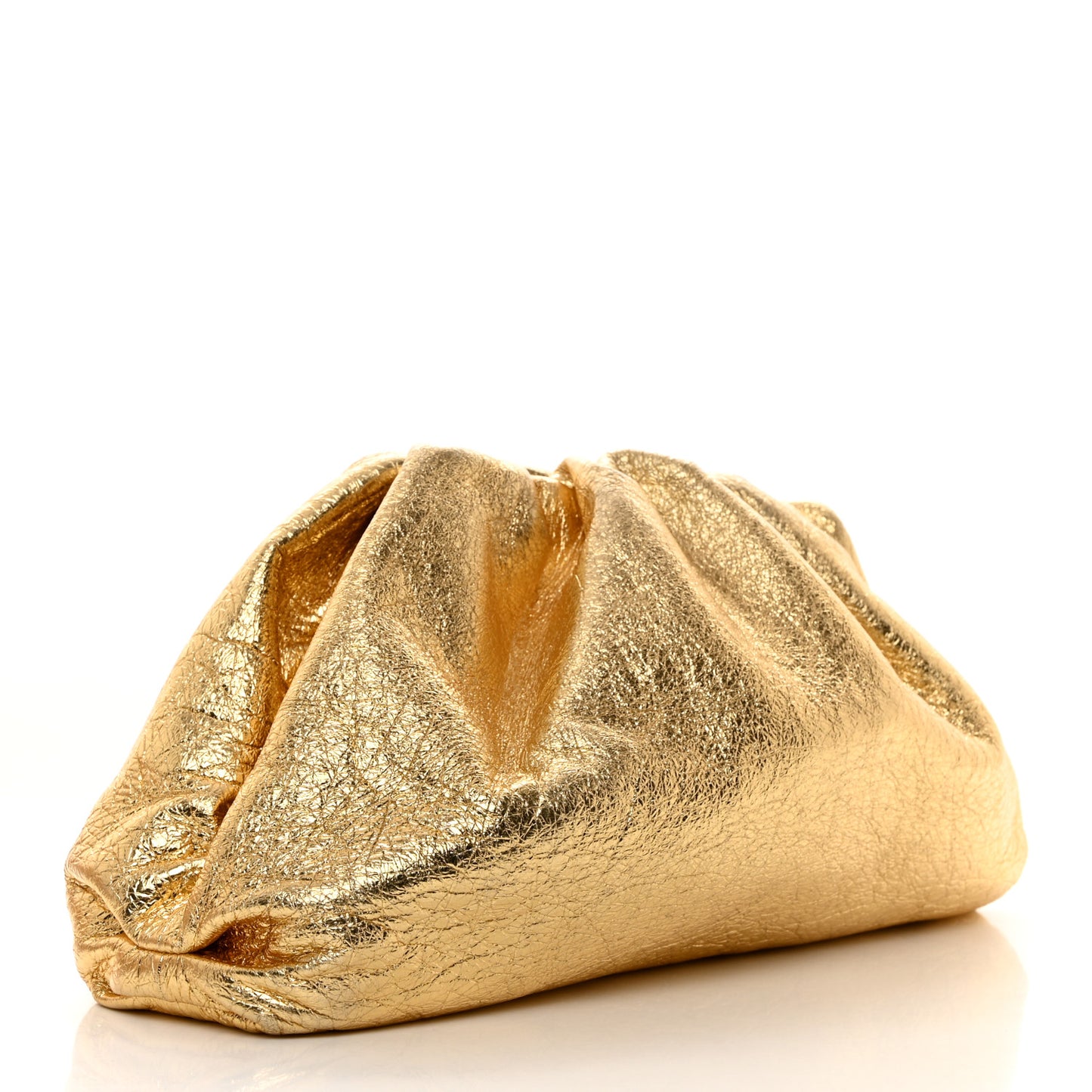 Metallic Crinkled Lambskin The Pouch Oversized Clutch Oro