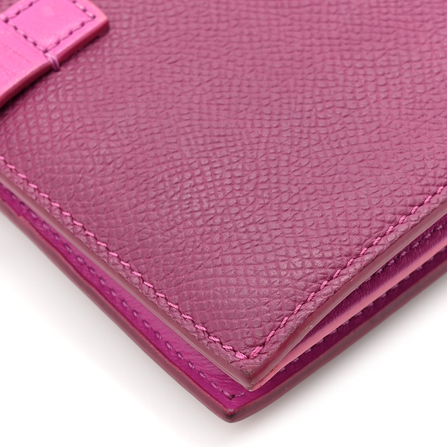 Grained Calfskin Medium Multifunction Strap Wallet Magenta