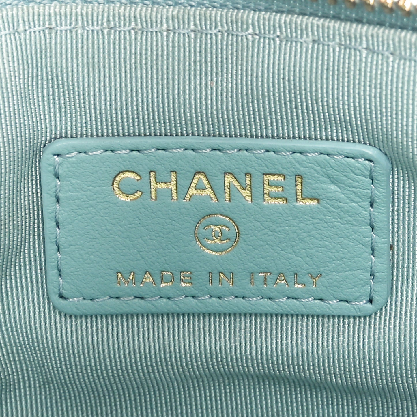 Patent Quilted Small Cosmetic Case Light Blue