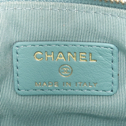 Chanel Patent Quilted Small Cosmetic Case Light Blue 6 of 8