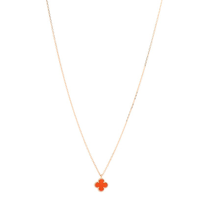Van Cleef & Arpels 18K Rose Gold Carnelian Sweet Alhambra Pendant Necklace 1 of 5