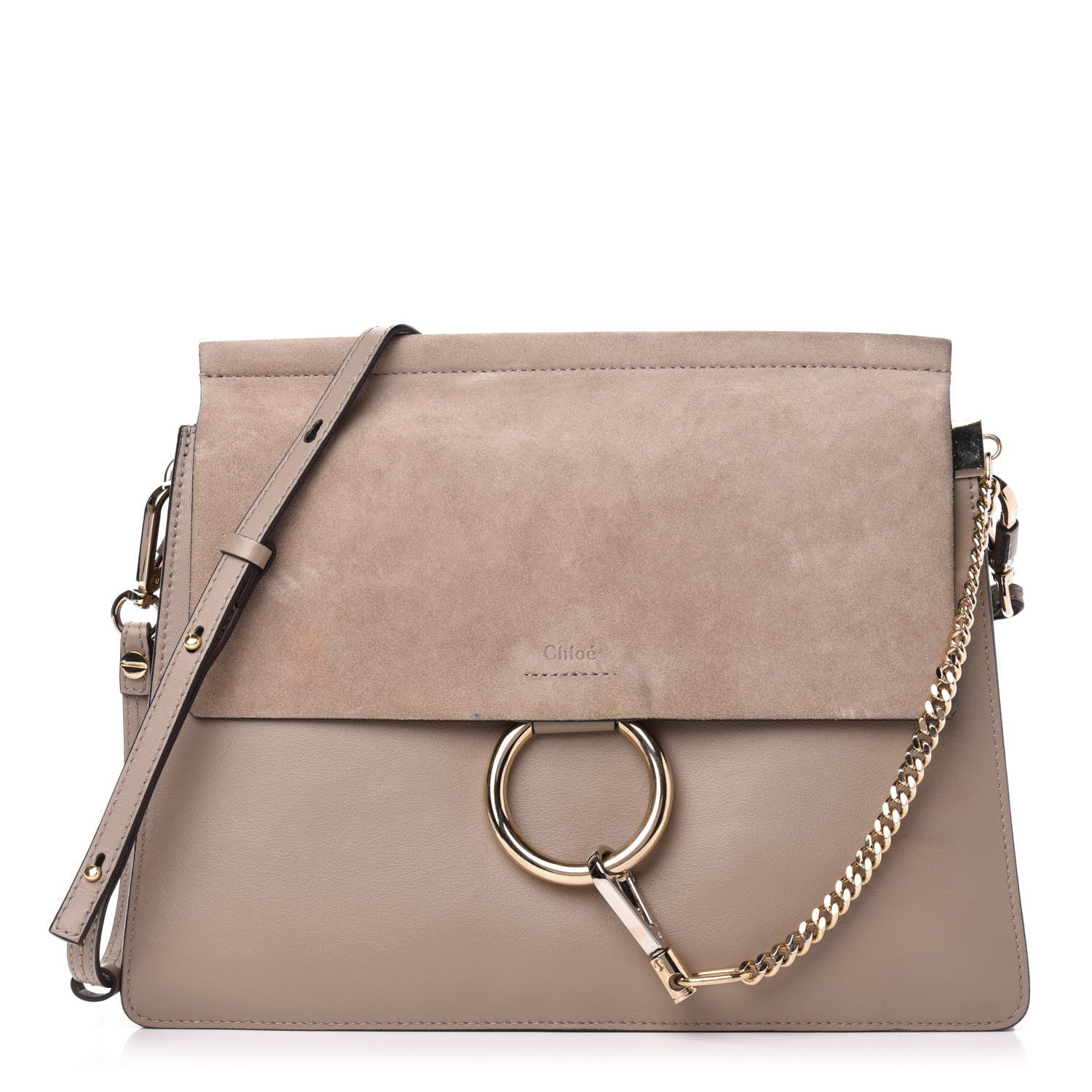 Chloe Calfskin Suede Medium Faye Shoulder Bag Motty Grey 1 of 10