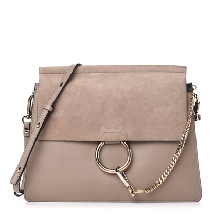 Chloe Calfskin Suede Medium Faye Shoulder Bag Motty Grey 1 of 10