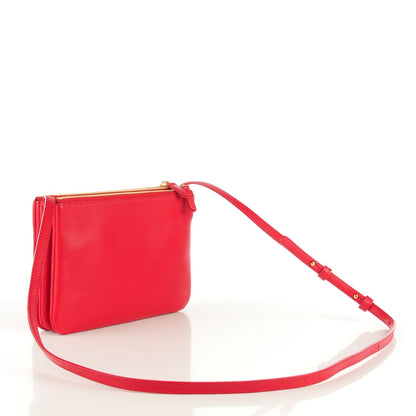 Celine Lambskin Small Trio Crossbody Bag Red 3 of 7