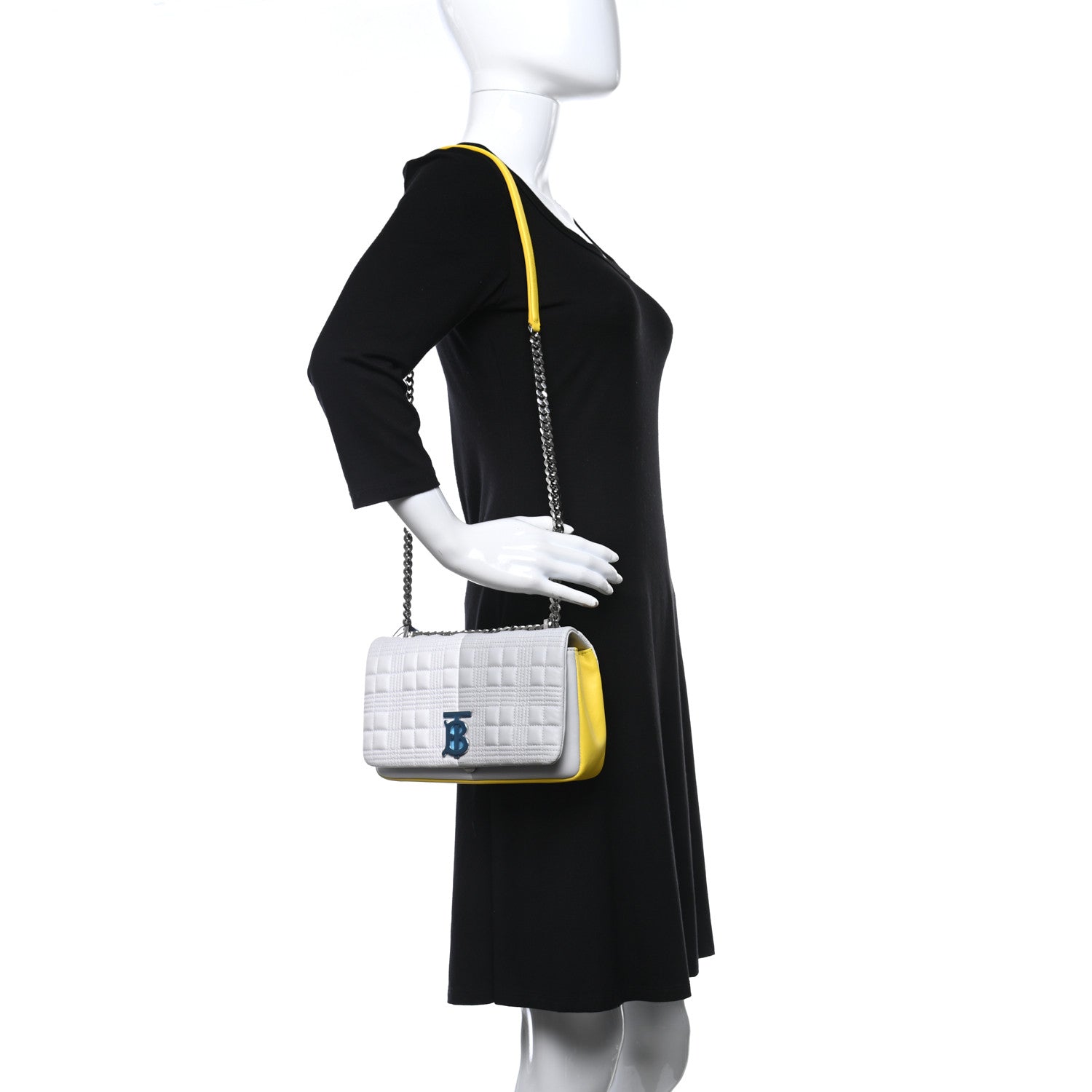 Burberry Lambskin Quilted Small Lola Bag White Grey Yellow 2 of 9