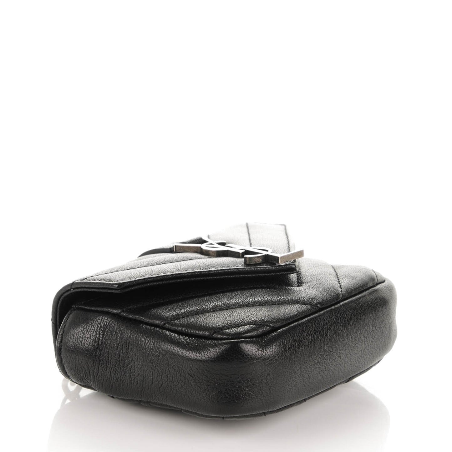 Sheepskin Matelasse Chevron Monogram Mini College Bag Black