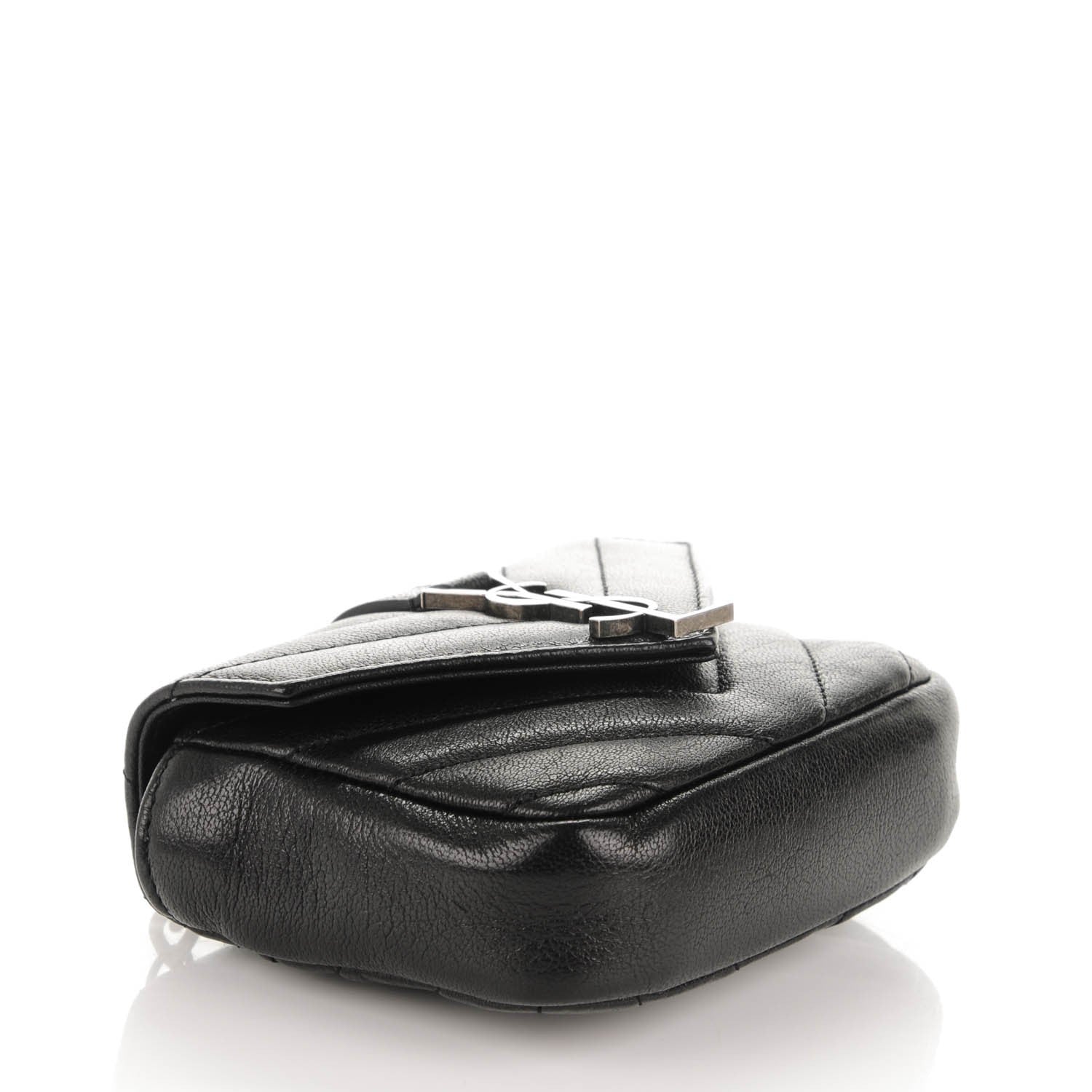 Saint Laurent Sheepskin Matelasse Chevron Monogram Mini College Bag Black 4 of 7