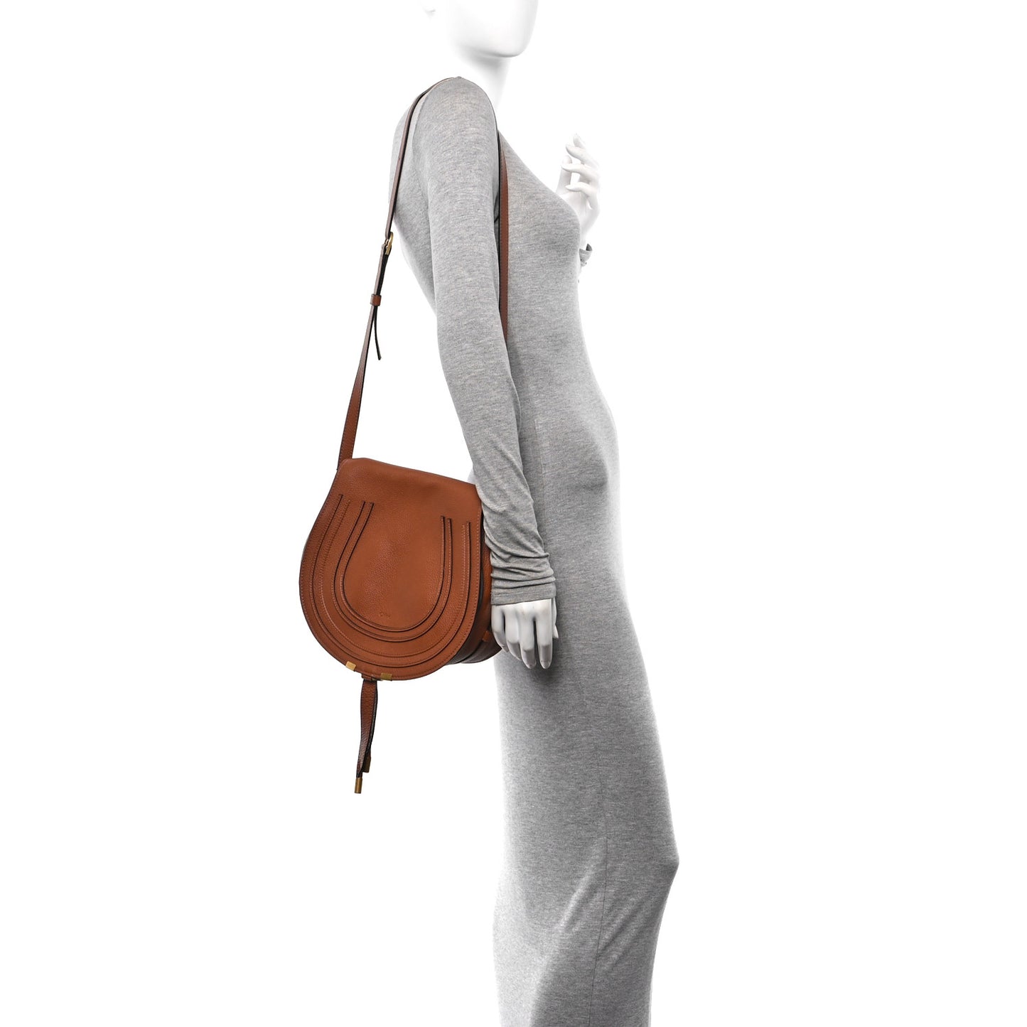 Calfskin Medium Marcie Round Crossbody Bag Tan