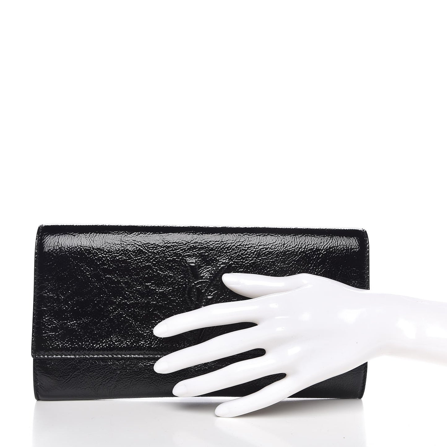 Textured Patent Monogram Small Belle De Jour Clutch Black