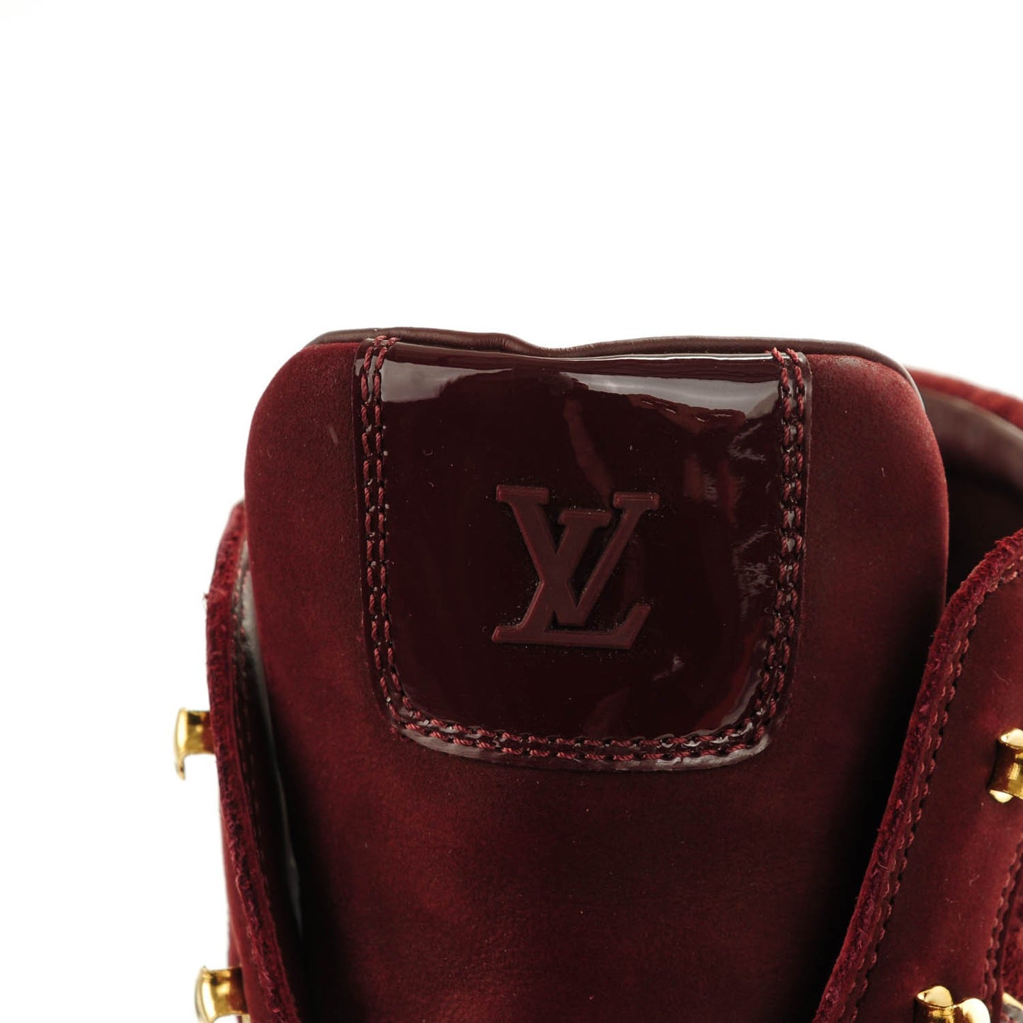 Calfskin Patent Suede Monogram Cliff Top Wedge Sneakers 39 Bordeaux