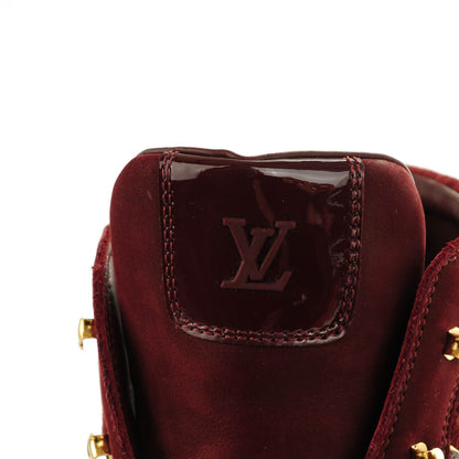 Louis Vuitton Calfskin Patent Suede Monogram Cliff Top Wedge Sneakers 39 Bordeaux 7 of 9