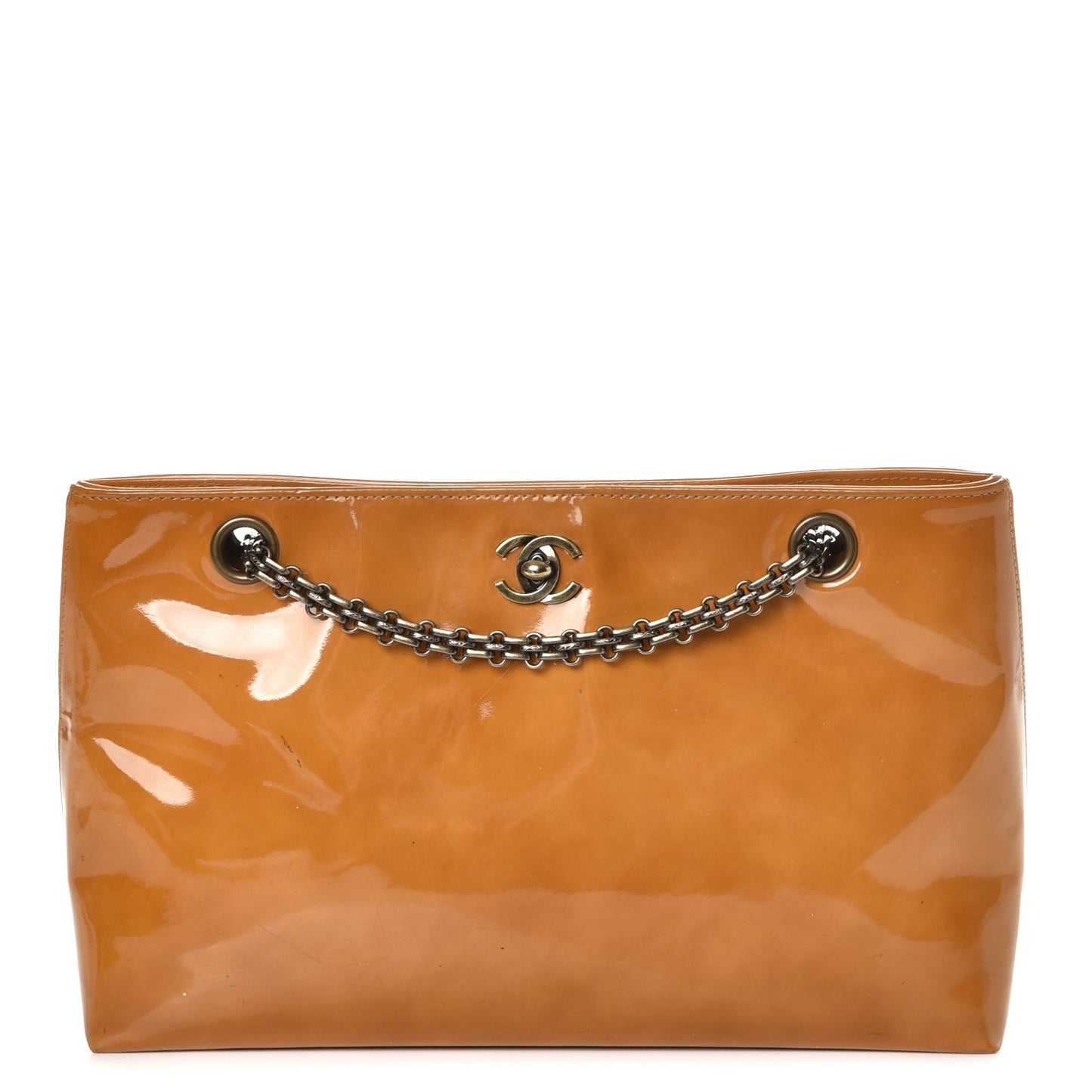 Patent Bijoux Chain Shoulder Bag Yellow