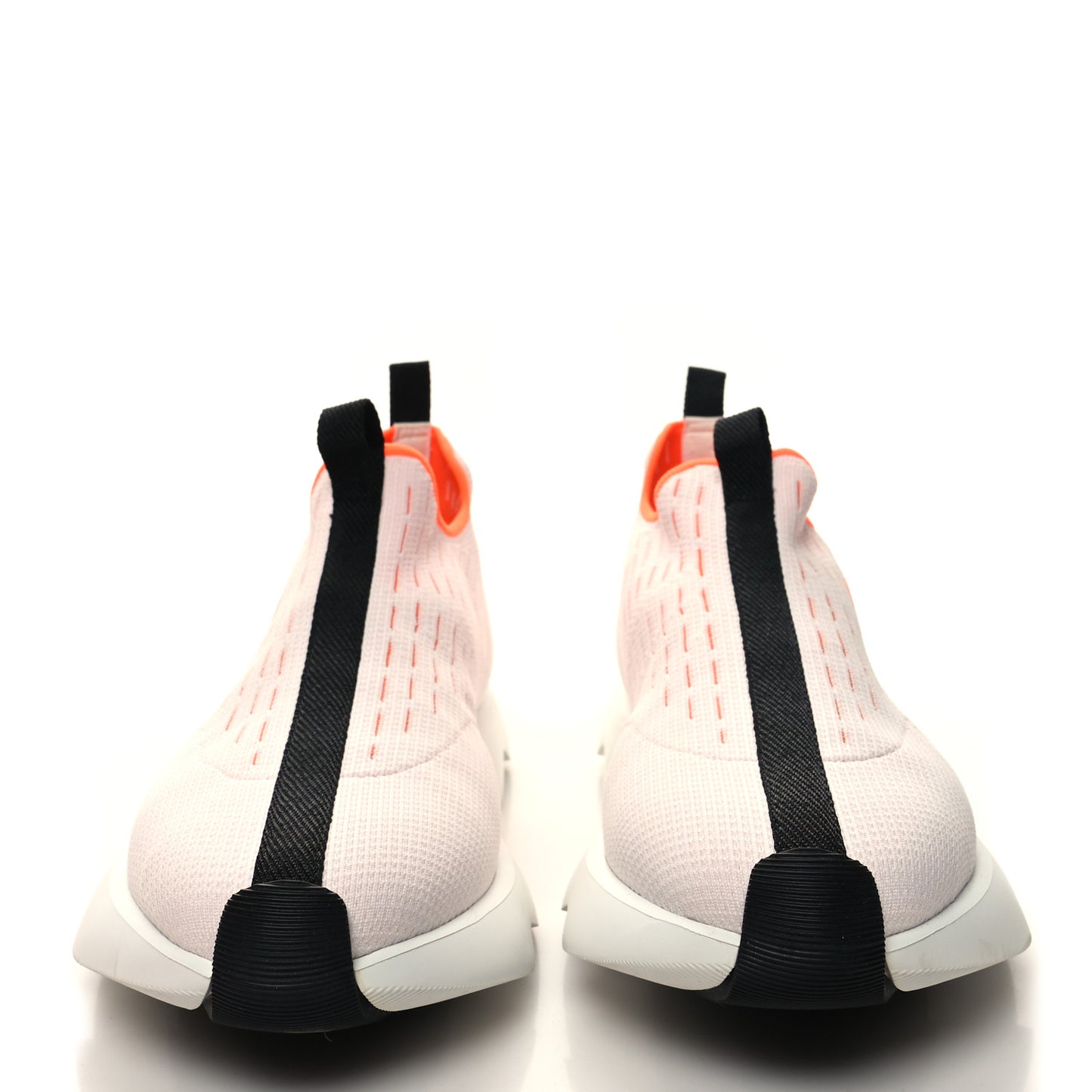 Technical Canvas Goatskin Womens Eclair Sneakers 40 White Orange