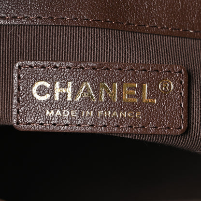 Chanel Suede Calfskin Plexiglass Tortoise Shell Quilted Pouch Dark Brown 6 of 11